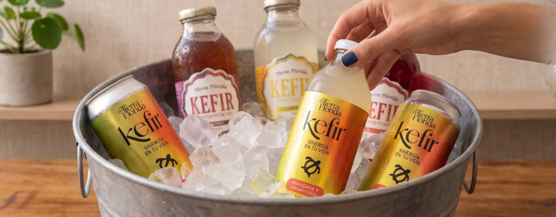 Botella de kéfir artesanal Tierra Florida con promoción de envíos gratis a todo el país.